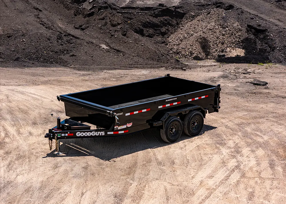 Goodguys DG7 14K Dump Trailer In A Gravel Yard For Sale At Happy Trailers