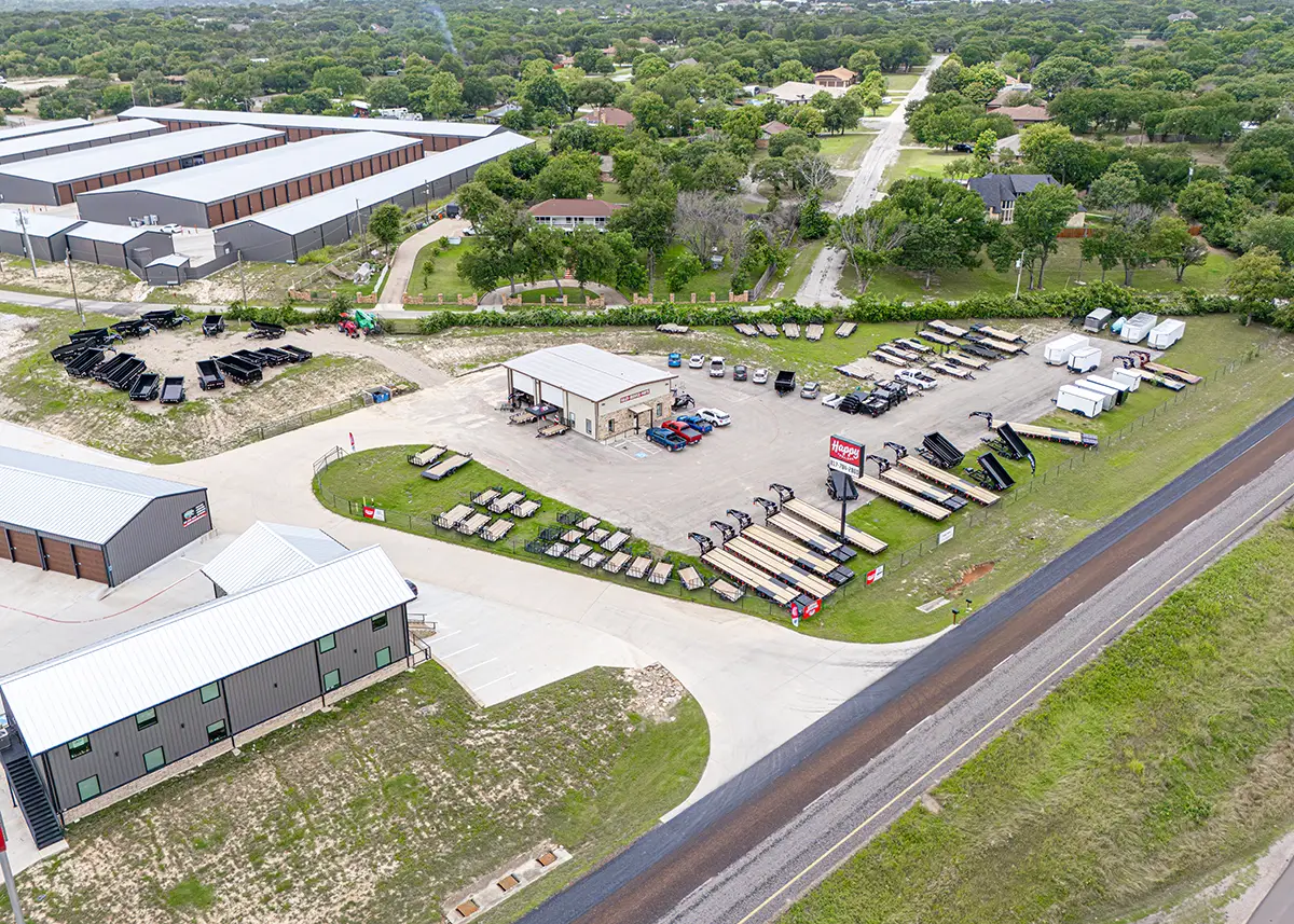 Happy Trailers In Weatherford Texas Aerial Photo Lot Happy Trailers Dealership Aerial Photo Of Trailers For Sale On Lot