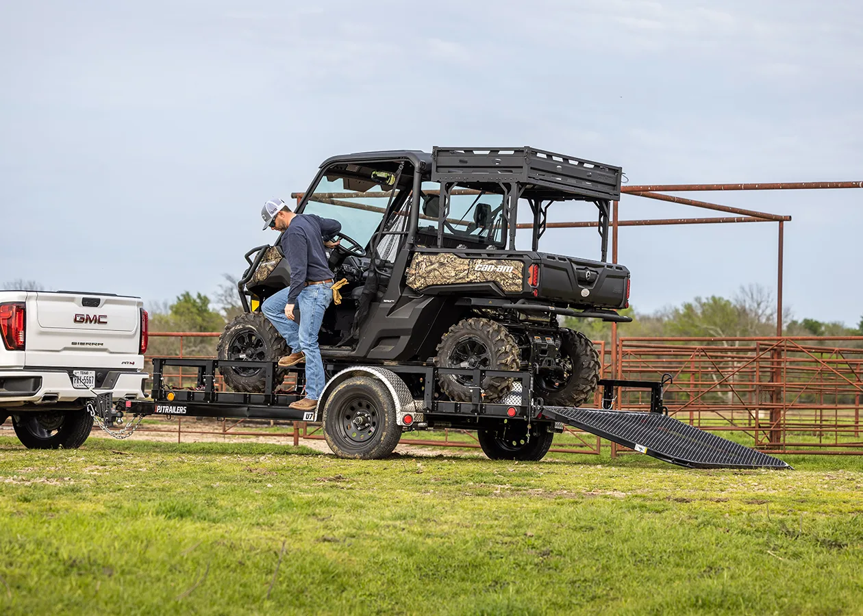 PJ Trailers Utility Trailer Loading Side By Side Happy Trailers